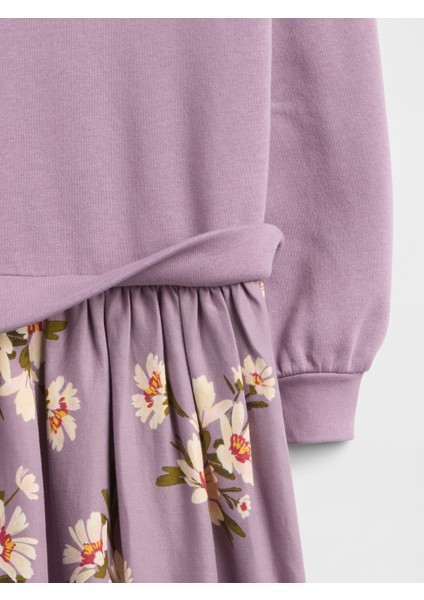 Kız Çocuk Mor Oversized Sweatshirt Elbise fiyatları