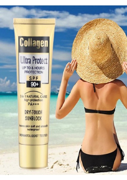 Collagen Spf 90+ Yüksek Korumalı Güneş Kremi 24 K Gold Hyaluronica Acid Gün Boyu Kalıcı 100 ml fırsatları