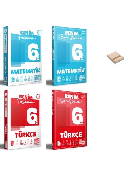 Benim Hocam 6. Sınıf Matematik ve Türkçe Fasikülüm ve Soru Bankam 4lü Set + Telefon Standı