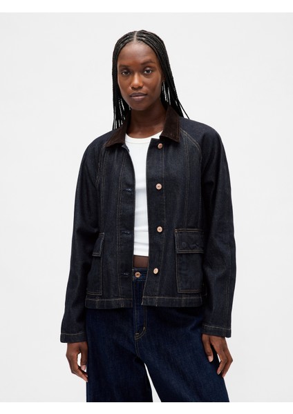 Kadın Lacivert Ultrasoft Denim Swing Chore Ceket