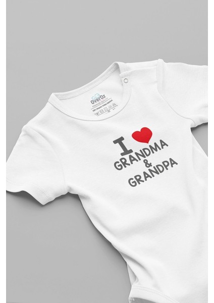 Organik %100 Pamuk I Love Grandma And Grandpa Dede Yazılı Bebek Body Badi Çıtçıtlı Zıbın 5808