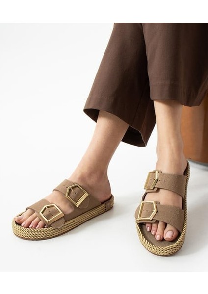 Loera Vizon Nubuk Çift Tokalı Terlik - Lisinya fiyatları