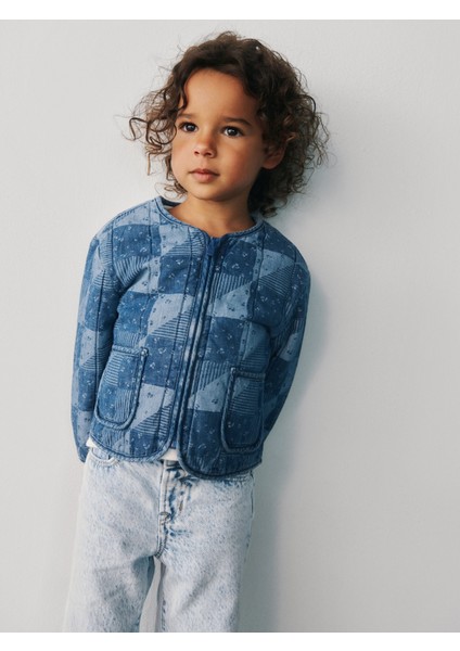 Kız Bebek Lacivert Kapitone Patchwork Denim Ceket fiyatları