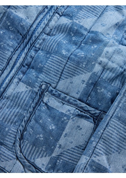 Kız Bebek Lacivert Kapitone Patchwork Denim Ceket modelleri