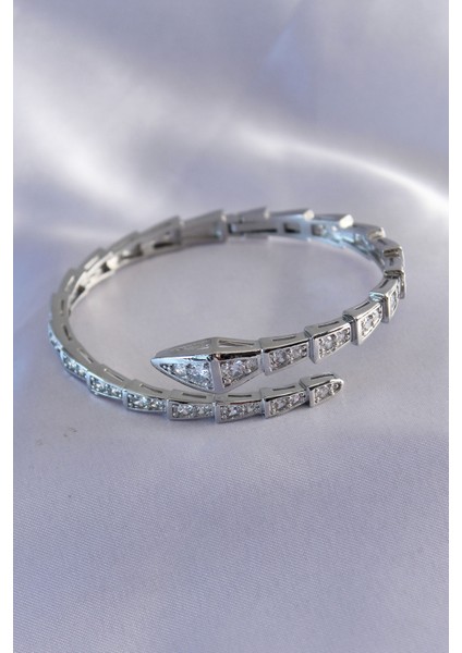 Vıp Seri Yılan Model Gümüş Renk Kadın Kelepçe Bileklik - Lisinya fiyatları