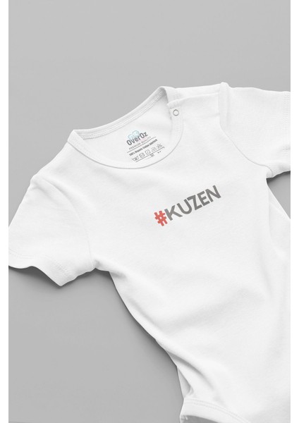 Organik %100 Pamuk Kuzen Baskılı Bebek Body Beyaz Badi Çıtçıtlı Zıbın 5828
