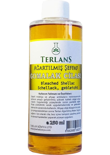 Ağartılmış Şeffaf Gomalak Cilası 250 ml Shellac Bleached