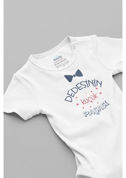 Organik %100 Pamuk Dedesinin Küçük Paşası Yazılı Bebek Body Badi Çıtçıtlı Zıbın 5757