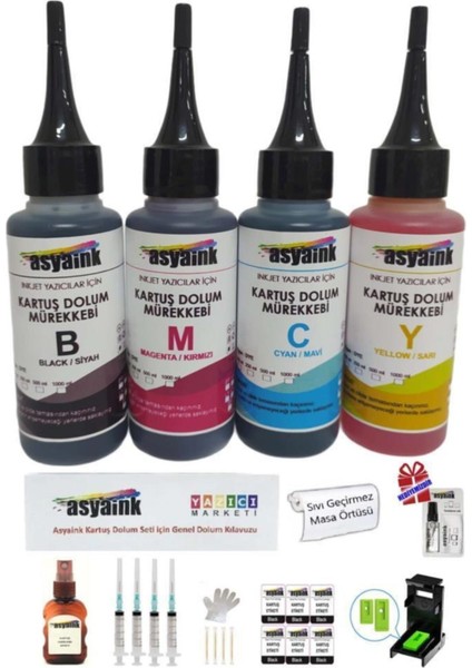 Hp 304 Kartuşu ile Uyumlu Kartuş Dolum Seti 4X100ML - Hp