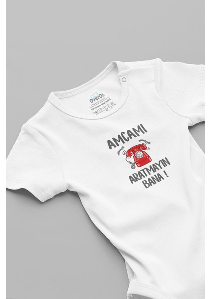 Organik %100 Pamuk Amcamı Aratmayın Bana Baskılı Bebek Body Çıtçıtlı Badi Zıbın Tulum 5880-AMCA