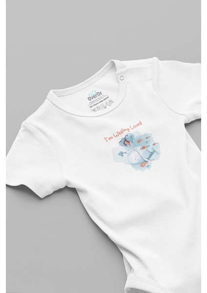 Organik %100 Pamuk I'm Whaley Loved Balina Baskılı Bebek Body Çıtçıtlı Badi Zıbın Tulum 5887