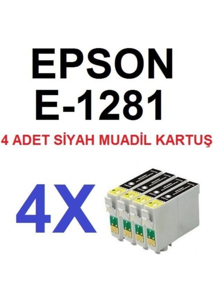 Epson T1281 Muadil Kartuş - Siyah - 4 Adet