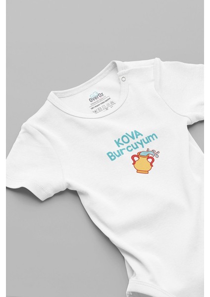 Organik %100 Pamuk Kova Burcuyum Baskılı Bebek Body Çıtçıtlı Badi Zıbın Tulum 5895