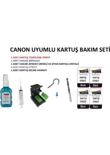 Canon Kartuş Uyumlu Vakum Aparatı ve Bakım Seti