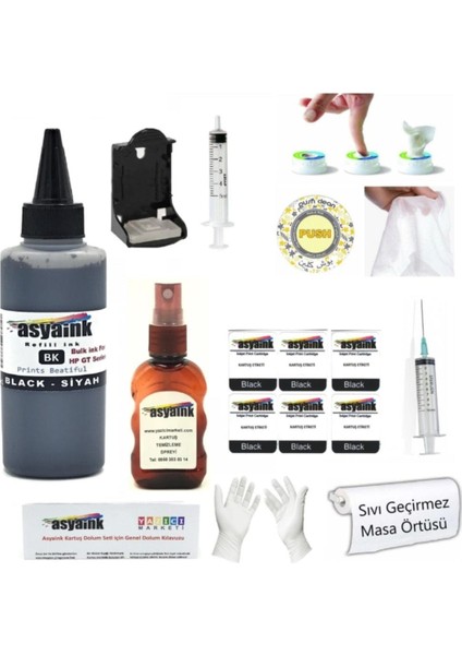 Hp 652 Uyumlu Siyah Kartuş Dolum Seti