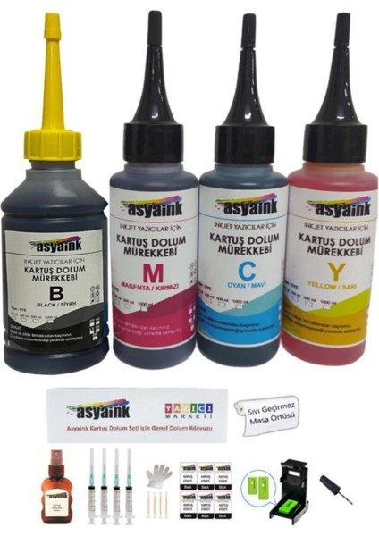 Canon Pixma E404 / E464 /E484 Uyumlu Ekonomik Kartuş Dolum Seti