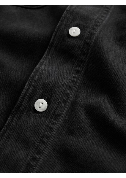 Erkek Siyah Ultrasoft Denim Relaxed Gömlek modelleri