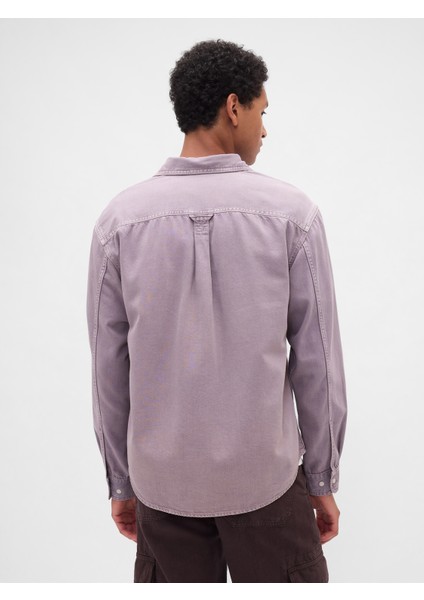 Erkek Lila Ultrasoft Denim Relaxed Gömlek fırsatları
