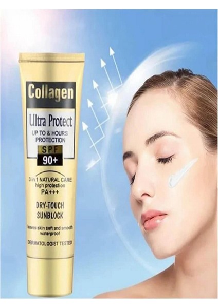 Collagen Ultra Yüksek Koruma Suya Sayanıklı Güneş Kremi Spf 90 + Saf Kollajen Ten Aydınlatıcı