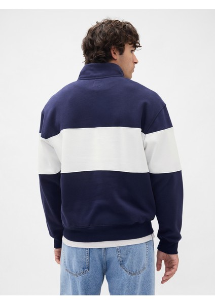 Erkek Lacivert Vintagesoft Colorblock Gap Logo Yarım Fermuarlı Sweatshirt fırsatları