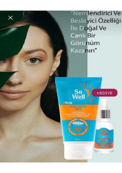 So Well Leke Karşıtı Yüz Için Güneş Kremi Spf 50+ Plus 75 ml + Hyaluronic Serum Hediyeli 20 ml