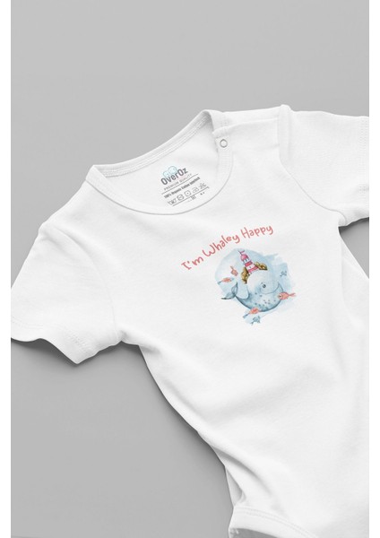 Organik %100 Pamuk I'm Whaley Happy Balina Baskılı Bebek Body Çıtçıtlı Badi Zıbın Tulum 5886