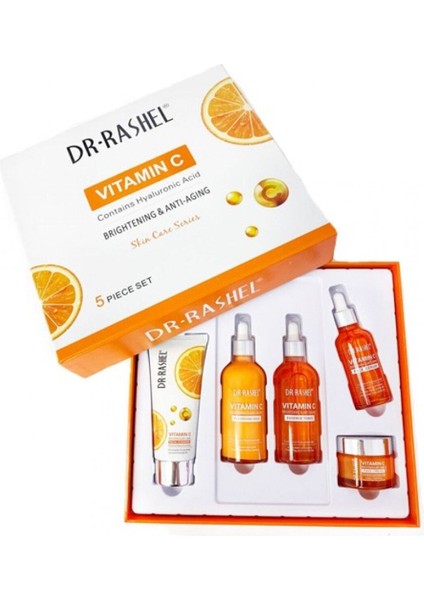 Cilt Bakımı Seti 5'i 1 Arada Beyazlatma ve Yaşlanma Karşıtı C Vitamini Özü Dr. Rashel