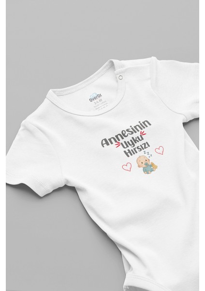 Anne Yazılı Zıbın Annesinin Uyku Hırsızı Yazılı Bebek Zıbın 5925