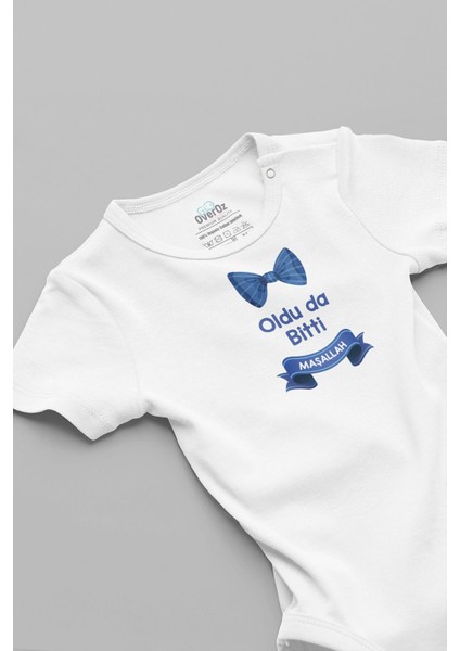 Organik %100 Pamuk Oldu Da Bitti Maşallah Sünnet Baskılı Bebek Body Çıtçıtlı Badi Zıbın Tulum 5898