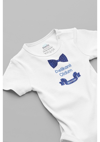 Organik %100 Pamuk Delikanlı Oldum Maşallah Sünnet Baskılı Bebek Body Çıtçıtlı Badi Zıbın Tulum 5899
