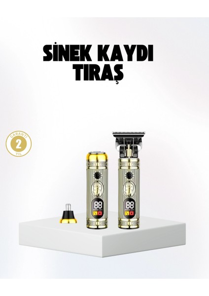 2 Si 1 Arada Saç ve Sakal Düzeltici Seti - T Bıçaklı, 8 Farklı Kılavuz Tarağı