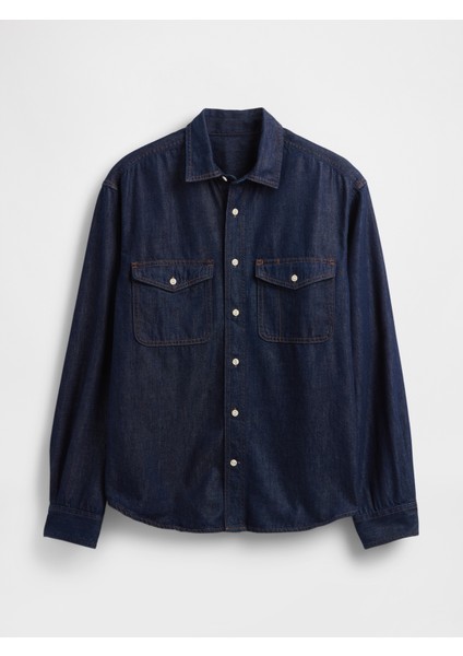 Erkek Lacivert Ultrasoft Denim Relaxed Gömlek fiyatları