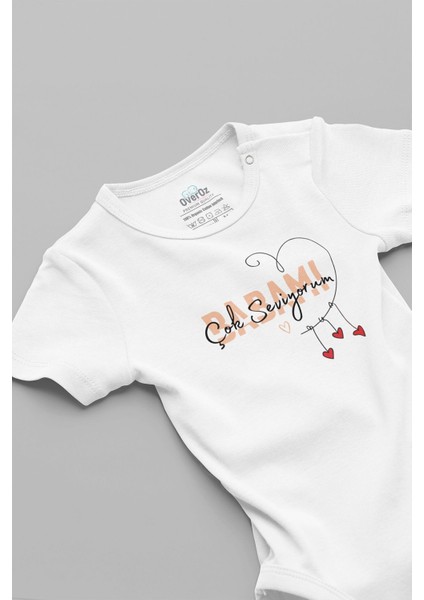 Organik %100 Pamuk Babamı Çok Seviyorum Yazılı Bebek Body Badi Çıtçıtlı Zıbın 5739