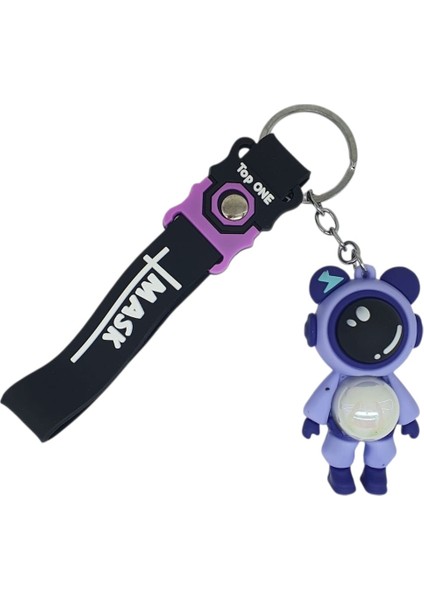 Figürlü ve Işıklı Silikon Anahtarlık - Astronot - Mor (Lisinya)