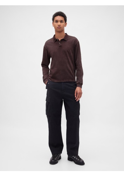 Erkek Kahverengi Heavyweight Jersey Polo T-Shirt