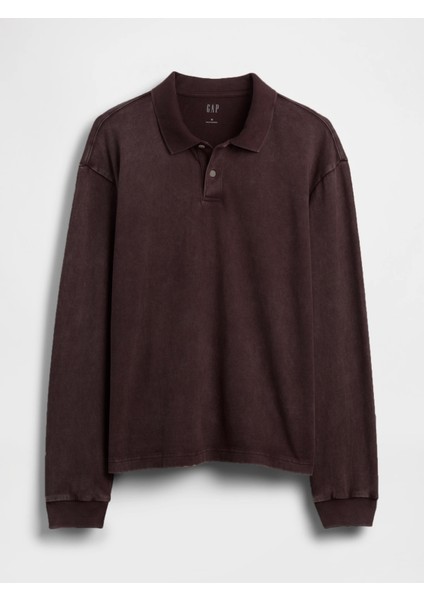 Erkek Kahverengi Heavyweight Jersey Polo T-Shirt modelleri