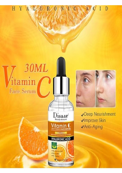 100 % Organic C Vitamini Cilt Serumu Adınlatıcı Ölü Deri Siyah Halka Akne Kararma Karşıtı Serum
