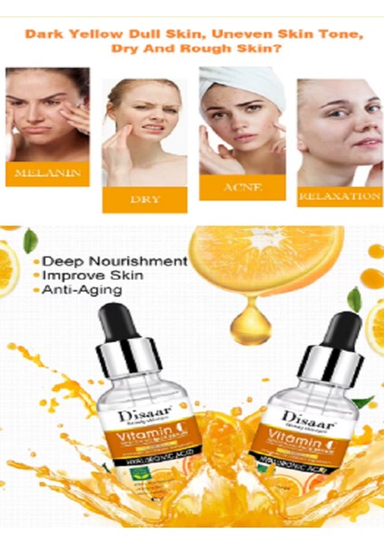 100 % Organic C Vitamini Cilt Serumu Adınlatıcı Ölü Deri Siyah Halka Akne Kararma Karşıtı Serum fırsatları