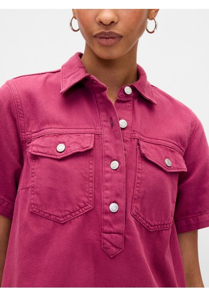 Kadın Pembe Denim Mini Elbise indirimleri