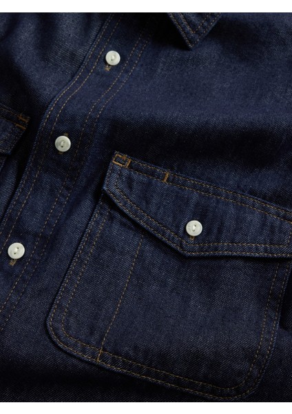 Erkek Lacivert Ultrasoft Denim Relaxed Gömlek modelleri