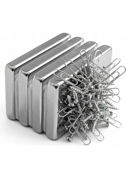 2 Adet 40X20X5MM Neodyum Magnet Güçlü N35 Mıknatıs Köşeli Nikel Kaplama ( Lisinya )