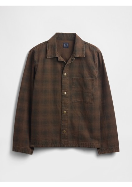 Erkek Kahverengi Kareli Kanvas Denim Gömlek fiyatları