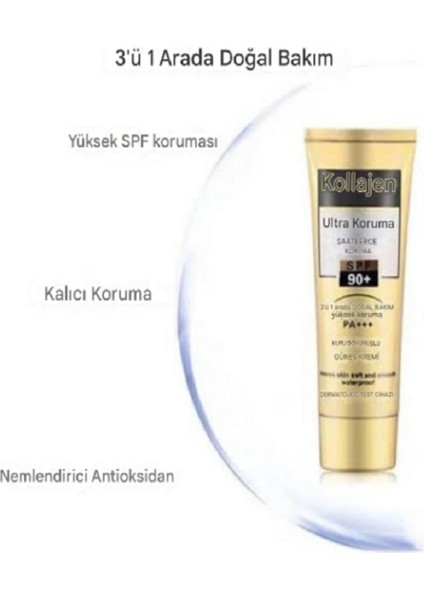 Collagen Spf 90+ Yüksek Korumalı Güneş Kremi 24 K Gold Hyaluronica Acid Gün Boyu Kalıcı 100 ml