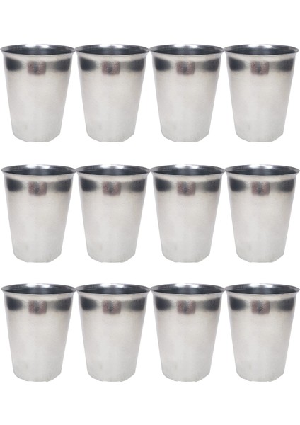 12 Adet Paslanmaz Çelik Krom Bardak 9 x 7,5 x 5,5cm