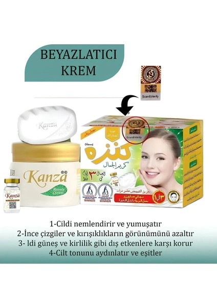 Kanza Beyazlatıcı Krem Sabun ve Serum Seti 3'lü Set
