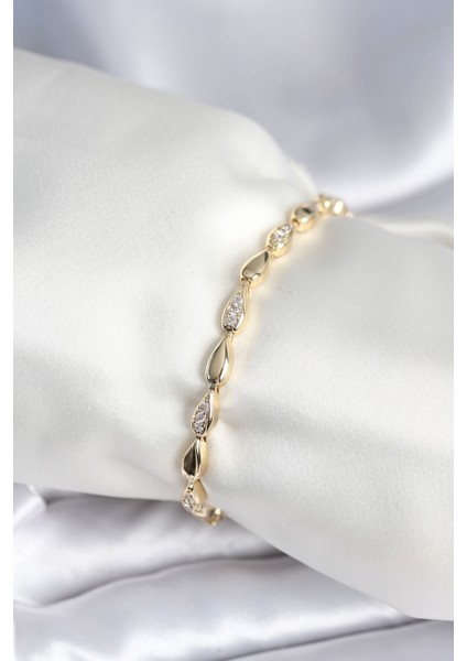 Pirinç Gold Renk Damla Model Kadın Bileklik - Lisinya