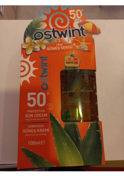 Güneş Kremi ve Yoğun Nemlendirici Aloe Vera Jel Set, E Vitaminli, Spf 50 Yüksek Koruma, 100ML