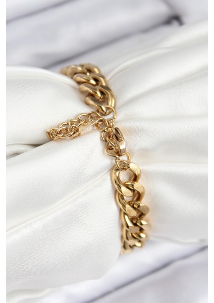 316L Çelik Klasik Kalın Zincir Model Gold Renk Kadın Bileklik - Lisinya fiyatları