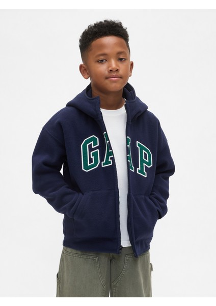 Erkek Çocuk Lacivert Vintagesoft Gap Logo Fermuarlı Sweatshirt