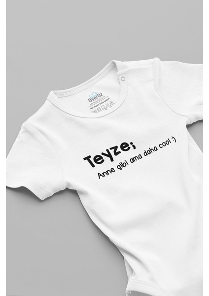 Organik %100 Pamuk Teyze Anne Gibi Ama Daha Cool Baskılı Bebek Body Badi Çıtçıtlı Zıbın 5048